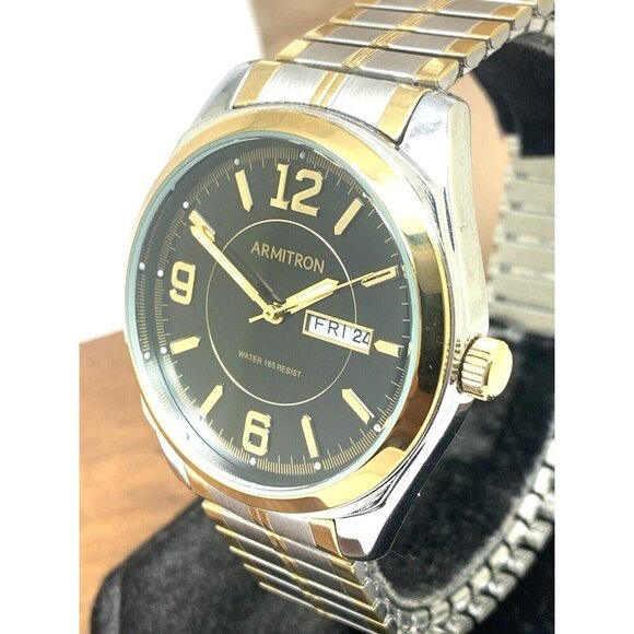 Armitron Men's Watch 20/4591TT Black Dial Quartz Two Tone Stainless Steel 39mm - Picture 13 of 14